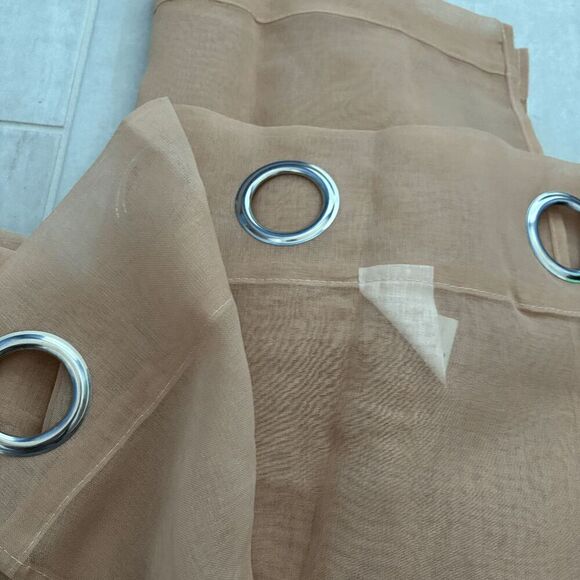 HUTO Taupe Brown Sheer Curtains 2 Panels 52 x 84 Inch Living Room New Open Box - Picture 3 of 6